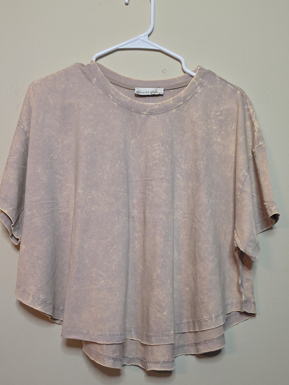 Zenana Washed Sand Beige Cropped Tee